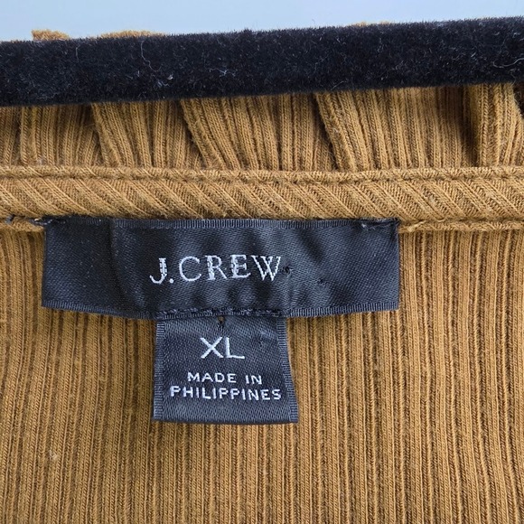 J. Crew Mustard Yellow Ribbed Ruffle Neck Top XL - Picture 5 of 6